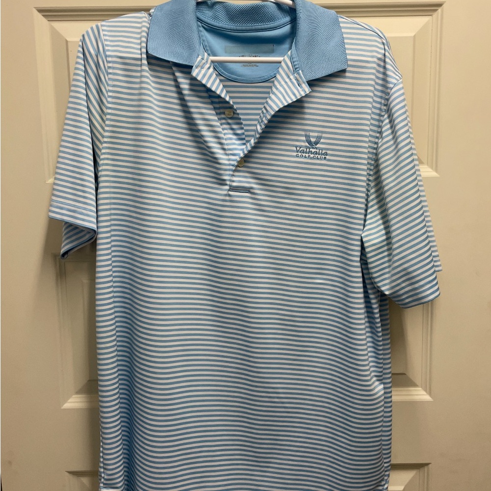 Vineyard Vines Light Blue and White Polo Shirt